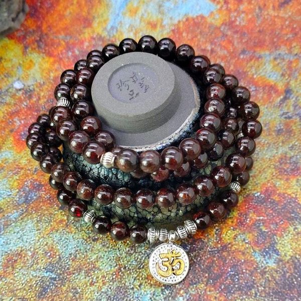 link, chain natural a red garnet 108 beads mala bracelet 6mm stone women men wing om charm yoga bracelets handmade accessories gift, Black
link, chain natural a red garnet 108 beads mala bracelet 6mm stone women men wing om charm yoga bracelets handmade accessories gift, Black