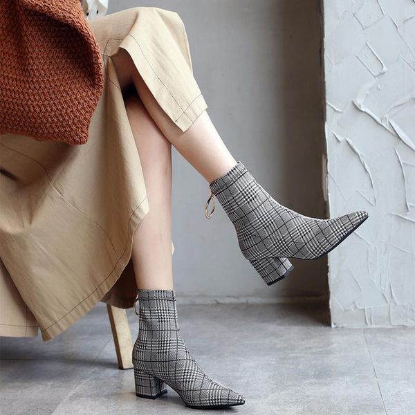 boots women high heels ankle stretch genuine leather flock fashion shoes black plaid camel block heel ladies
boots women high heels ankle stretch genuine leather flock fashion shoes black plaid camel block heel ladies