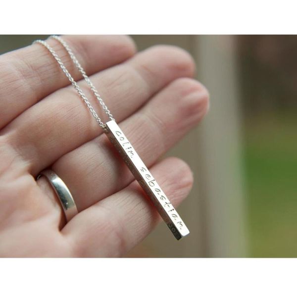pendant necklaces vertical bar necklace with name necklace, rose gold customized valentine's day gift, Silver
pendant necklaces vertical bar necklace with name necklace, rose gold customized valentine's day gift, Silver