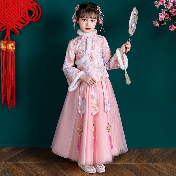 autumn and winter girls' hanfu chinese style thickened year's dress performance costume birthday wedding party clothing ethnic, Red
autumn and winter girls' hanfu chinese style thickened year's dress performance costume birthday wedding party clothing ethnic, Red