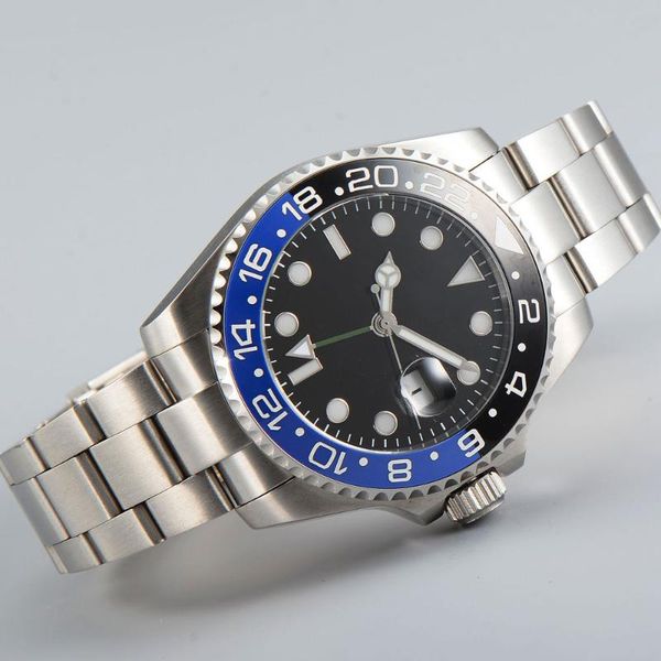wristwatches 40mm black dial sapphire glass blue ceramic bezel date case back gmt automatic men's wristwatch, Slivery;brown
wristwatches 40mm black dial sapphire glass blue ceramic bezel date case back gmt automatic men's wristwatch, Slivery;brown