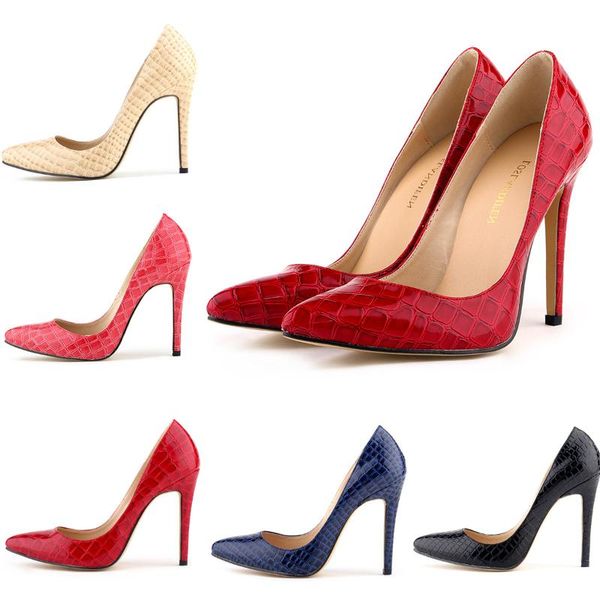 high-heeled thin heel shallow pointed classic bottom super single women's shoes crocodile dress, Black
high-heeled thin heel shallow pointed classic bottom super single women's shoes crocodile dress, Black