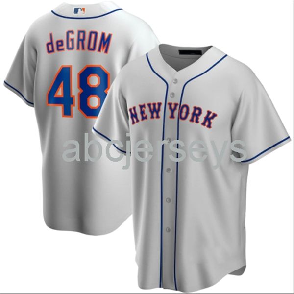 stitched custom jacob degrom gray baseball jersey xs-6xl, Black