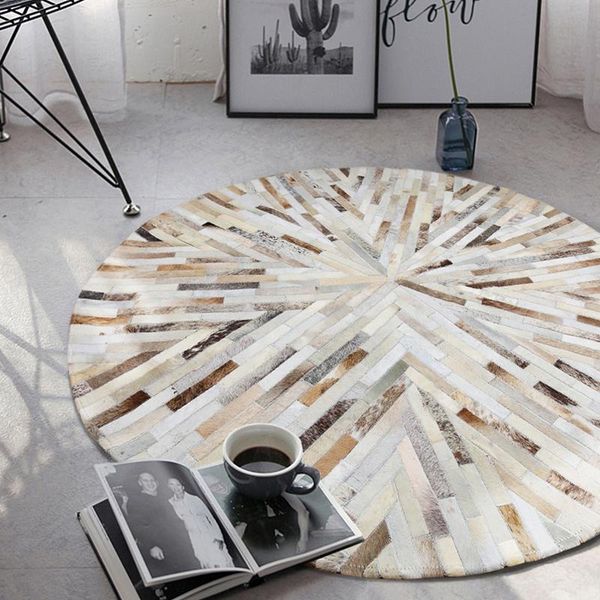 luxury cowhide seamed striped round rug , shaped real cow skin patchwork carpet for living room bedroom decoration carpets
luxury cowhide seamed striped round rug , shaped real cow skin patchwork carpet for living room bedroom decoration carpets