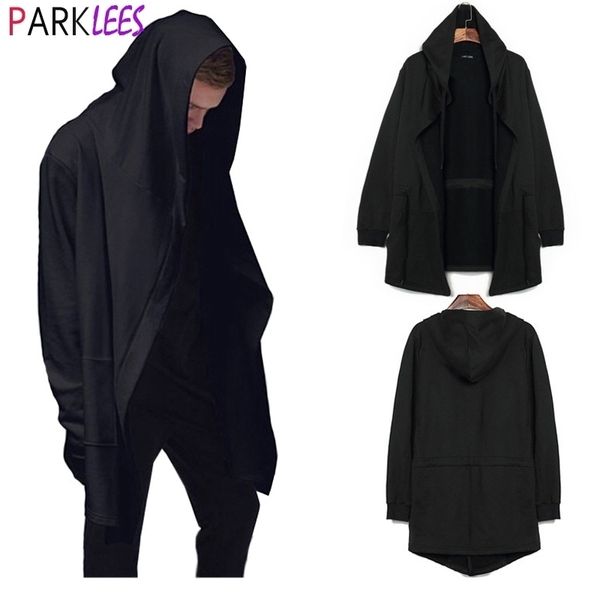 men's casual long hooded cardigan large cape cloak black coat hip hop gothic punk pullover hoodie men streetwear sweat homme 210522
men's casual long hooded cardigan large cape cloak black coat hip hop gothic punk pullover hoodie men streetwear sweat homme 210522