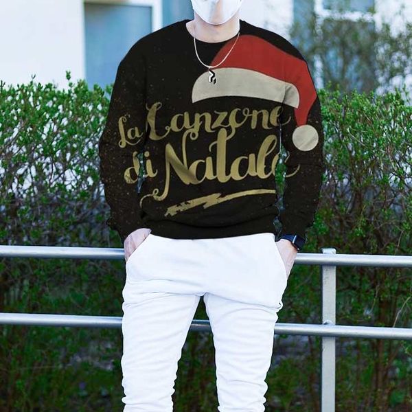 men's christmas 3d long sleeve hoodless sweater christmas hat letter print pattern clothing, White;black
men's christmas 3d long sleeve hoodless sweater christmas hat letter print pattern clothing, White;black