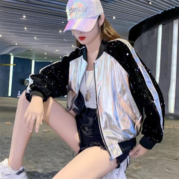 women's jackets fashion women pu splice zipper long sleeve jacket coat outwear street casual baseball uniform female shiny sequins, Black;brown
women's jackets fashion women pu splice zipper long sleeve jacket coat outwear street casual baseball uniform female shiny sequins, Black;brown