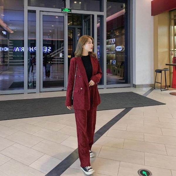 women's two piece pants vintage corduroy women blazer suit female 2 pieces set double-breasted jacket & long pant 2021 spring, White
women's two piece pants vintage corduroy women blazer suit female 2 pieces set double-breasted jacket & long pant 2021 spring, White
