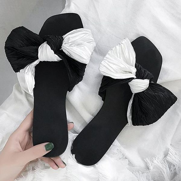 women bowtie square toe slippers summer woman beach shoes female casual mixed color flat ladies outside leisure slides, Black
women bowtie square toe slippers summer woman beach shoes female casual mixed color flat ladies outside leisure slides, Black