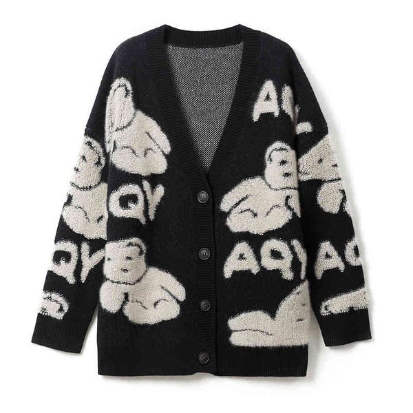 women black red sweater knitted bear long sleeve single-breasted v-neck cardigans autumn m0288 210514, White
women black red sweater knitted bear long sleeve single-breasted v-neck cardigans autumn m0288 210514, White