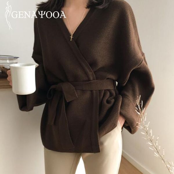 genayooa solid knit lace up loose v nec long sleeve sweater for women elegant korean style cardigan coat winter 210417, White;black
genayooa solid knit lace up loose v nec long sleeve sweater for women elegant korean style cardigan coat winter 210417, White;black