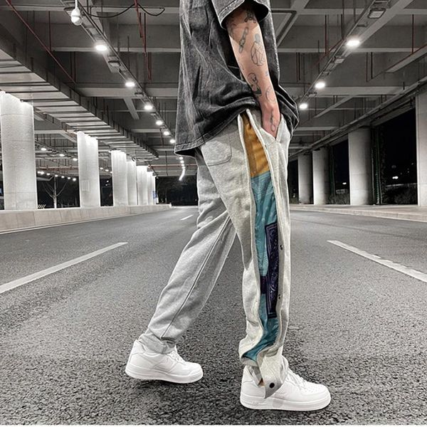 men's pants retro cashew flowers patchwork mens joggers side buttons adjustable hip hop paisley urban streetwear sweatpants, Black
men's pants retro cashew flowers patchwork mens joggers side buttons adjustable hip hop paisley urban streetwear sweatpants, Black