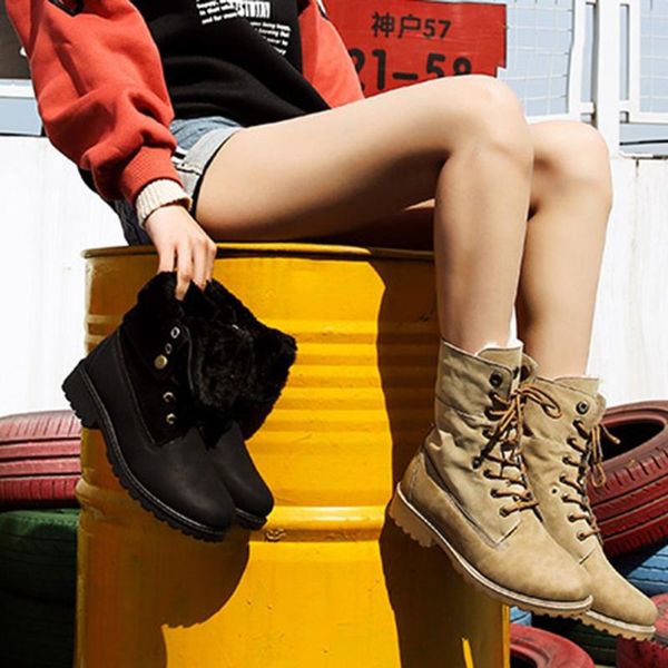 boots women fashion ladies winter warm tuned over edge sewing flock lace up classic female snow boot shoes m50#, Black
boots women fashion ladies winter warm tuned over edge sewing flock lace up classic female snow boot shoes m50#, Black