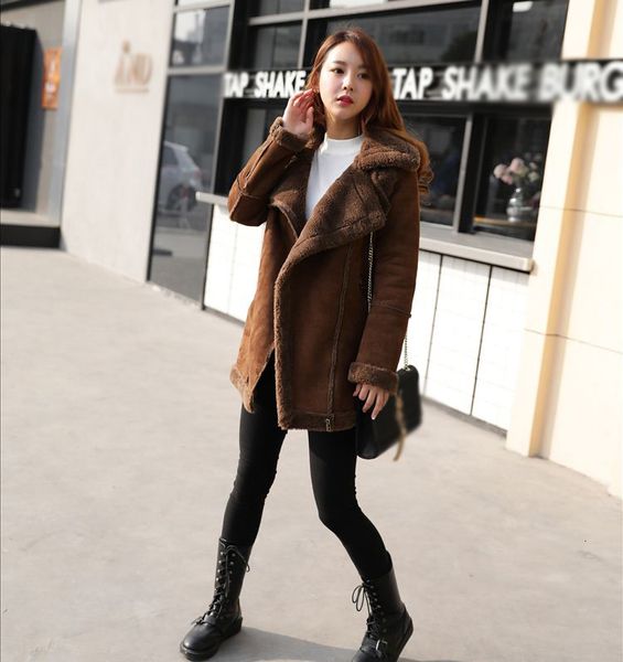 blends women winter faux fur fake suede leather jackets imitation shearling coats, Black
blends women winter faux fur fake suede leather jackets imitation shearling coats, Black