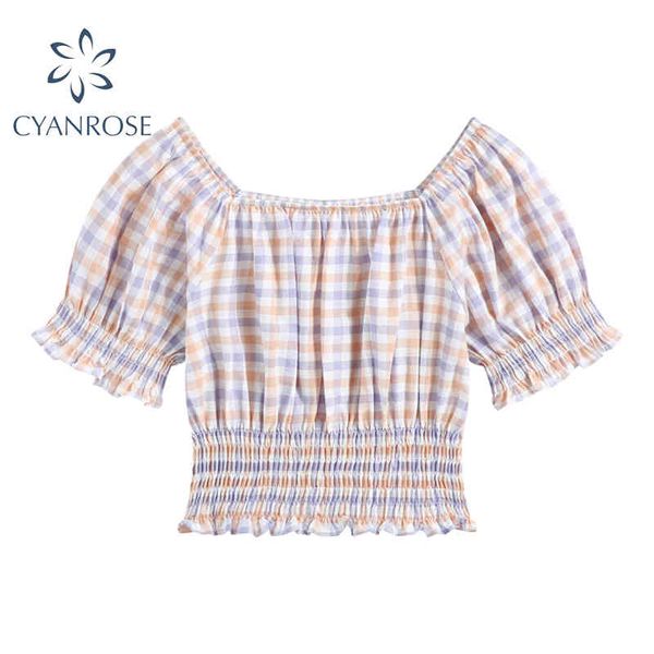 plaid crop blouses or for ladies fashion short sleeve square collar elastic shirts female sweet rok elegant ins blusas 210417, White
plaid crop blouses or for ladies fashion short sleeve square collar elastic shirts female sweet rok elegant ins blusas 210417, White