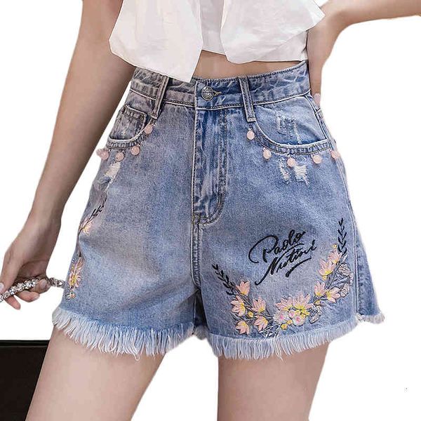 women's shorts light blue denim shorts, high waist with tassels and beads, wide legs, embroidery, spring summer, White;black
women's shorts light blue denim shorts, high waist with tassels and beads, wide legs, embroidery, spring summer, White;black