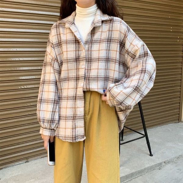 women blouses turn-down collar spring shirts plaid all-match sleeve loose outwear female 4 colors chic new, White
women blouses turn-down collar spring shirts plaid all-match sleeve loose outwear female 4 colors chic new, White