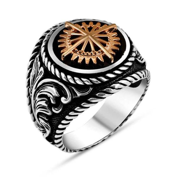 men handmade silver ring with compass motif, made in turkey, solid 925 sterling cluster rings, Golden;silver
men handmade silver ring with compass motif, made in turkey, solid 925 sterling cluster rings, Golden;silver