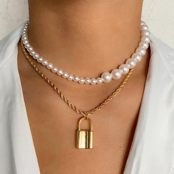 pendant necklaces punk goth cuban lover lock necklace vintage gold color padlock twisted chain women neck jewelry, Silver
pendant necklaces punk goth cuban lover lock necklace vintage gold color padlock twisted chain women neck jewelry, Silver