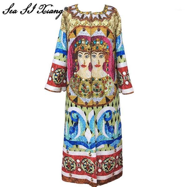women's trench coats seasixiang fashion designer autumn winter long coat women o-neck luxury crystal beading vintage printed outwear ov, Tan;black
women's trench coats seasixiang fashion designer autumn winter long coat women o-neck luxury crystal beading vintage printed outwear ov, Tan;black