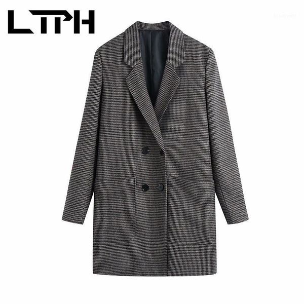 women's suits & blazers ltph vintage plaid long loose lady suit coat double breasted business casual women blazer jackets 2021 autumn, White;black
women's suits & blazers ltph vintage plaid long loose lady suit coat double breasted business casual women blazer jackets 2021 autumn, White;black