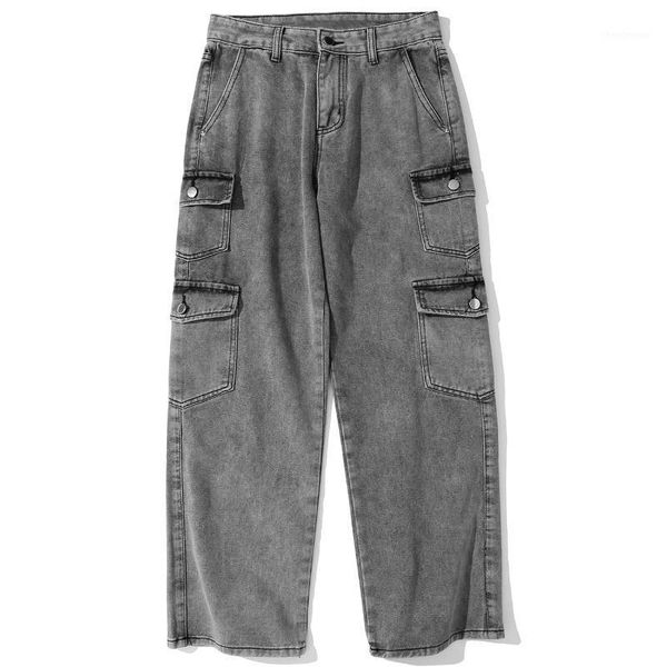 men's pants 2021 autumn streetwear harajuku trouser multi-button pockets hiphop casual street oversized straight-leg retro style, Black
men's pants 2021 autumn streetwear harajuku trouser multi-button pockets hiphop casual street oversized straight-leg retro style, Black