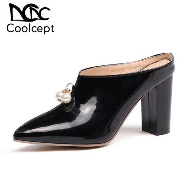 coolcept plus size 30-48 5 color women sandals patent leather pointed toe slippers leisure outdoor high heels shoes, Black
coolcept plus size 30-48 5 color women sandals patent leather pointed toe slippers leisure outdoor high heels shoes, Black