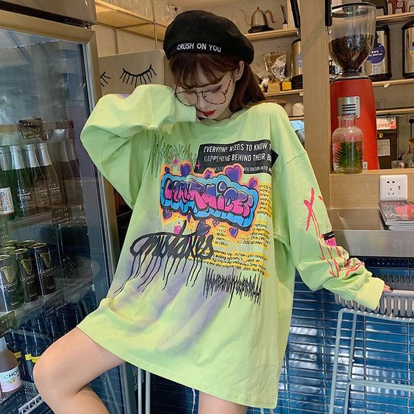 women's t-shirt autumn punk t shirts long sleeve fashion korean streetwear ladies graffiti tees women printed casual hip hop clothing, White
women's t-shirt autumn punk t shirts long sleeve fashion korean streetwear ladies graffiti tees women printed casual hip hop clothing, White