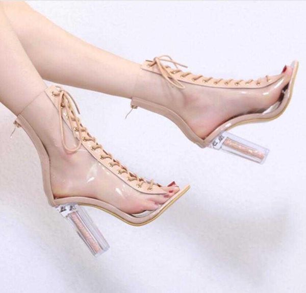 sandals 2021 summer crystal thick heel sandal strap color matching high transparent fish mouth women's cool boots, Black
sandals 2021 summer crystal thick heel sandal strap color matching high transparent fish mouth women's cool boots, Black