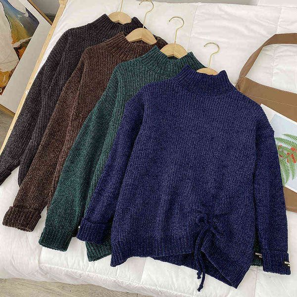 women's sweaters chuhan dan giant soft waxy chenille drawstring sweater high neck warm loose lazy wind sweater knitted women, White;black
women's sweaters chuhan dan giant soft waxy chenille drawstring sweater high neck warm loose lazy wind sweater knitted women, White;black