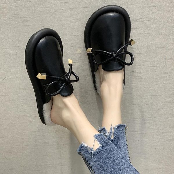 winter women's loafers fashion bow soft bottom short plush comfortable indoor shoes flat slippers, Black
winter women's loafers fashion bow soft bottom short plush comfortable indoor shoes flat slippers, Black