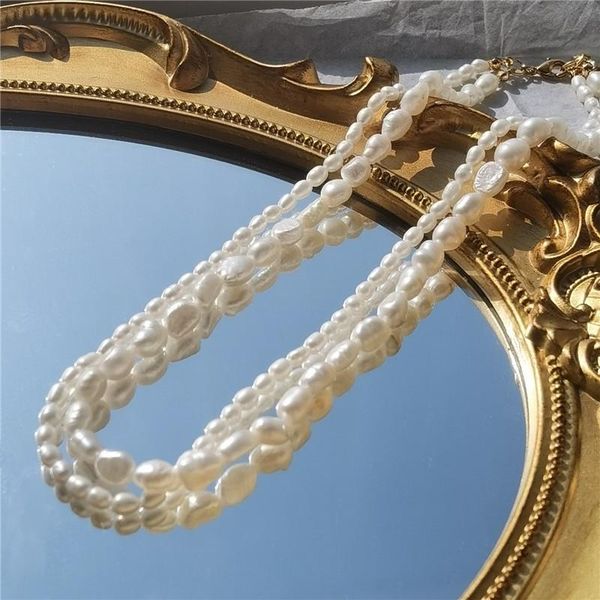 chokers freshwater pearl double layer short necklace temperament clavicle chain, Golden;silver
chokers freshwater pearl double layer short necklace temperament clavicle chain, Golden;silver