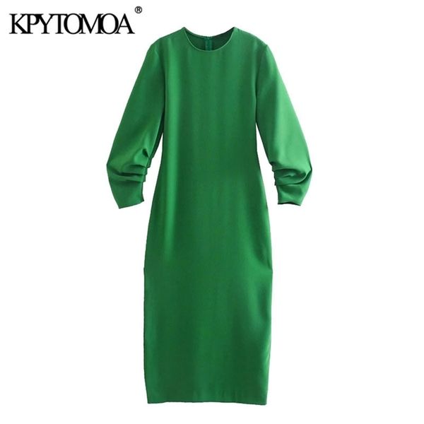 kpytomoa women chic fashion with gathered detail green midi dress vintage long sleeve back zipper female dresses vestidos 210806, Black;gray
kpytomoa women chic fashion with gathered detail green midi dress vintage long sleeve back zipper female dresses vestidos 210806, Black;gray