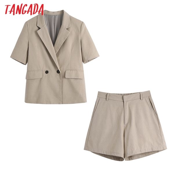 women 2 piece double breasted blazer shorts vintage female summer suit set be650 210416, White
women 2 piece double breasted blazer shorts vintage female summer suit set be650 210416, White