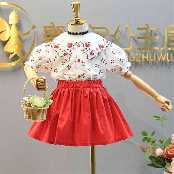 summer girl clothes suit embroidered cherry lace lapel elastic waist skirt two piece baby kids childrens clothing, White
summer girl clothes suit embroidered cherry lace lapel elastic waist skirt two piece baby kids childrens clothing, White