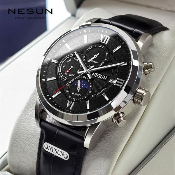 nesun automatic mechanical watch men waterproof stainless steel watches elite business style gift for male skeleton wristwatche wristwatches, Slivery;brown
nesun automatic mechanical watch men waterproof stainless steel watches elite business style gift for male skeleton wristwatche wristwatches, Slivery;brown