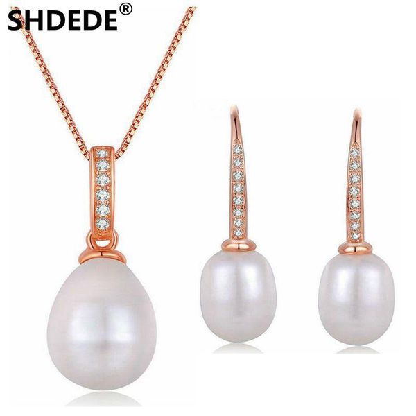 pure silver rose gold classic fresh water pearl pendant necklace earring products and women's jewelry sets bracelet, earrings &, Black
pure silver rose gold classic fresh water pearl pendant necklace earring products and women's jewelry sets bracelet, earrings &, Black