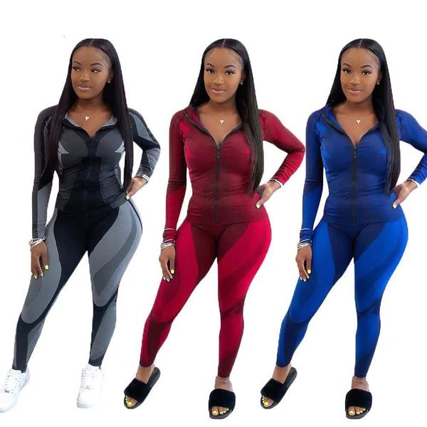 tracksuits autumn fashion print zipper and trousers two piece set women casual streetwear skinny elastic fitness outfit ladies, Gray
tracksuits autumn fashion print zipper and trousers two piece set women casual streetwear skinny elastic fitness outfit ladies, Gray