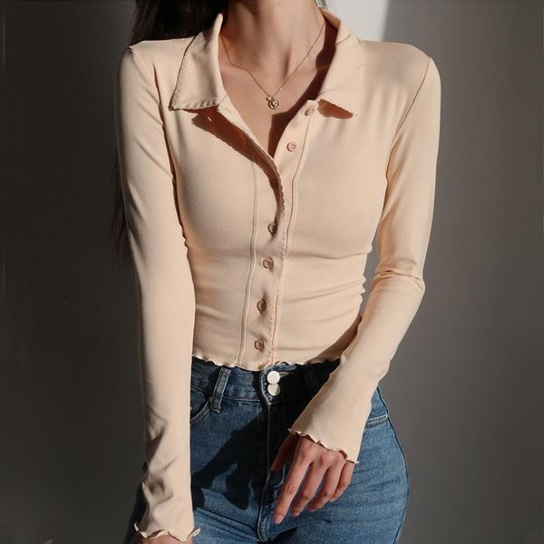 women's t-shirt womengaga women button through collar tee spread long sleeves button-through front slim fit with trimming detail quvi, White
women's t-shirt womengaga women button through collar tee spread long sleeves button-through front slim fit with trimming detail quvi, White
