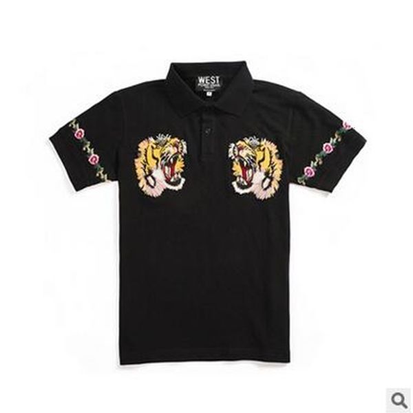 men short sleeve t-shirt loose tiger head embroidery lapel polo shirt tide brand for male, White;black
men short sleeve t-shirt loose tiger head embroidery lapel polo shirt tide brand for male, White;black