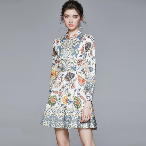 casual dresses 2021 spring women fashion runway dress designers long sleeve floral print vintage robe femme vestidos, Black;gray
casual dresses 2021 spring women fashion runway dress designers long sleeve floral print vintage robe femme vestidos, Black;gray
