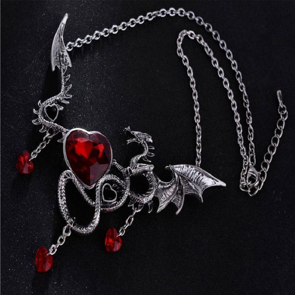 chains personality couple party jewelry accessories gothic heart-shaped zircon dragon pendant necklace creative metal, Silver
chains personality couple party jewelry accessories gothic heart-shaped zircon dragon pendant necklace creative metal, Silver