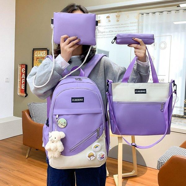 school bags 4 pcs sets casual backpacks canvas schoolbags for teenager girls women backpack contrast color kawaii student kids shoulder
school bags 4 pcs sets casual backpacks canvas schoolbags for teenager girls women backpack contrast color kawaii student kids shoulder