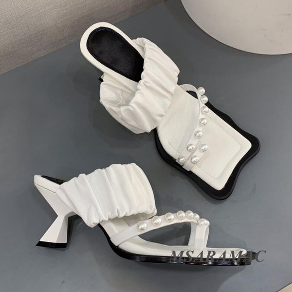slippers fashion white leather pearl flip-flops high heels street woman dress shoes summer elegant party, Black
slippers fashion white leather pearl flip-flops high heels street woman dress shoes summer elegant party, Black