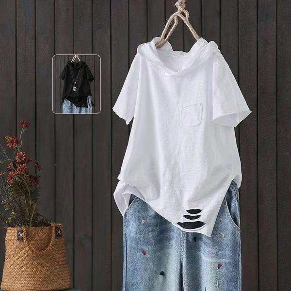 women's t-shirt 100% cotton white women t-shirts summer hooded loose pocket hole casual all match female pulls outwear tees
women's t-shirt 100% cotton white women t-shirts summer hooded loose pocket hole casual all match female pulls outwear tees
