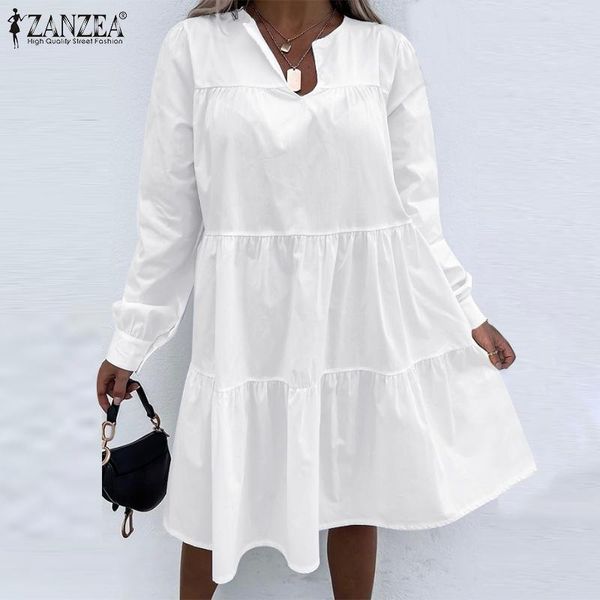 casual dresses women elegant autumn sundress zanzea fashion v neck long sleeve ruffles dress oversized robe solid party knee-length vestidos, Black;gray
casual dresses women elegant autumn sundress zanzea fashion v neck long sleeve ruffles dress oversized robe solid party knee-length vestidos, Black;gray