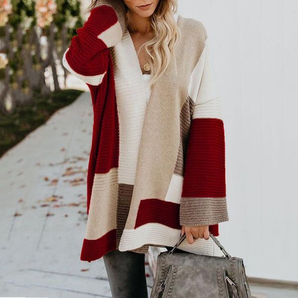 women's wool & blends casual jacket autumn and winter coat loose geometric color matching knitting all-match, Black
women's wool & blends casual jacket autumn and winter coat loose geometric color matching knitting all-match, Black