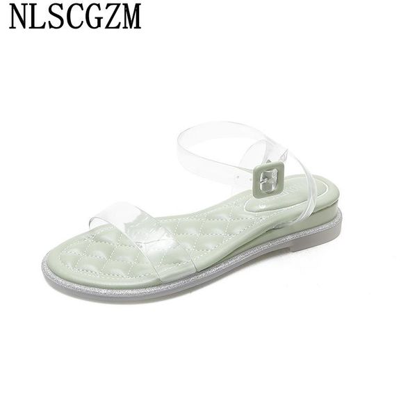 sandals ladies shoes and slingback women summer 2021 harajuku talon transparente, Black