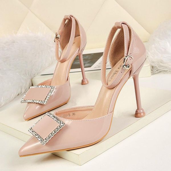 women stiletto leather sandals elegant crystal shallow high heels shoes bride wedding pumps buckle woman dress sandal size 34-40, Black
women stiletto leather sandals elegant crystal shallow high heels shoes bride wedding pumps buckle woman dress sandal size 34-40, Black