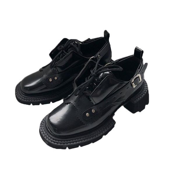 dress shoes small leather female british style summer round toe platform belt buckle wild retro single women, Black
dress shoes small leather female british style summer round toe platform belt buckle wild retro single women, Black